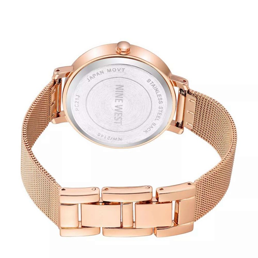 Watches * | Nine West Women'S Rose Gold Tone Mesh Bracelet Watch