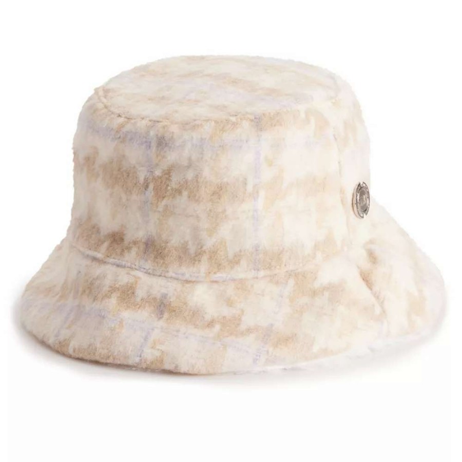 Accessories * | Women'S Nine West Reversible Houndstooth Faux Fur Bucket Hat