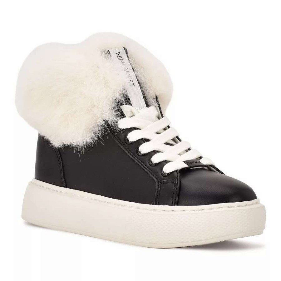 Shoes * | Nine West Keepup Women'S Faux-Fur Sneakers Black