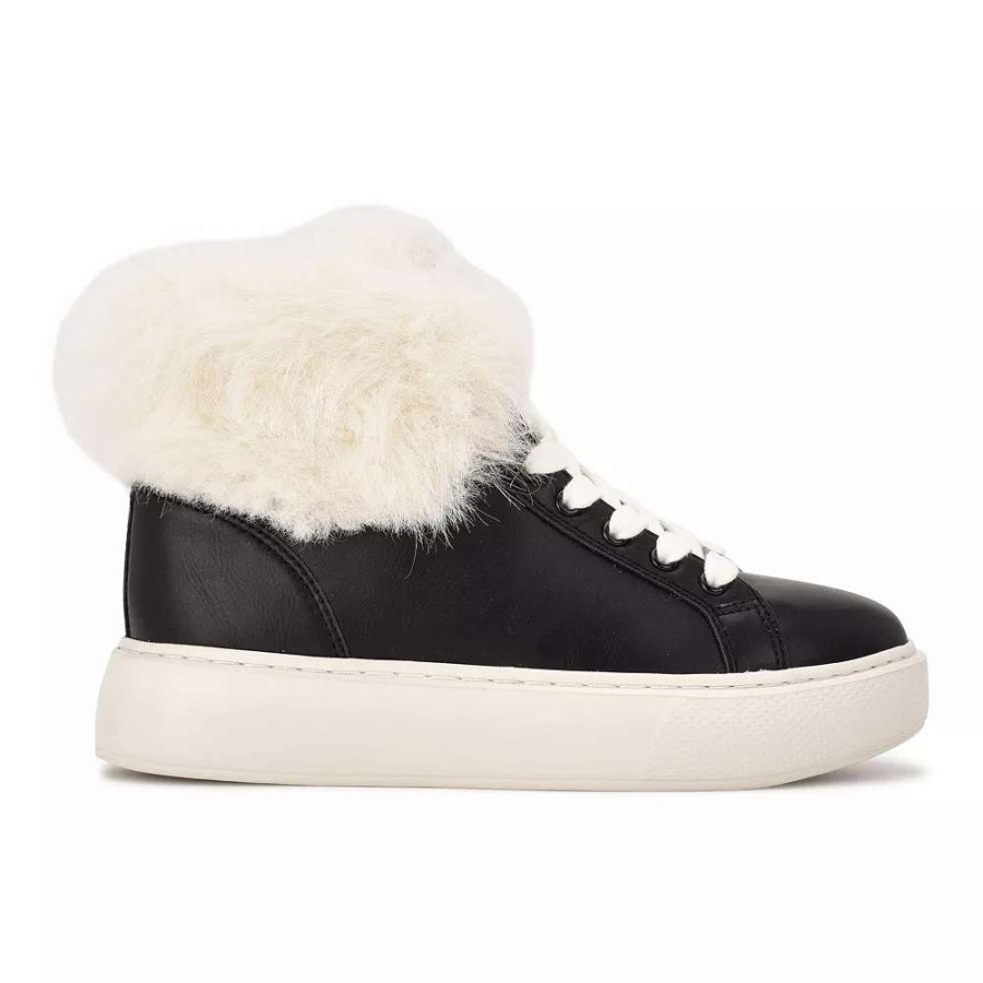 Shoes * | Nine West Keepup Women'S Faux-Fur Sneakers Black