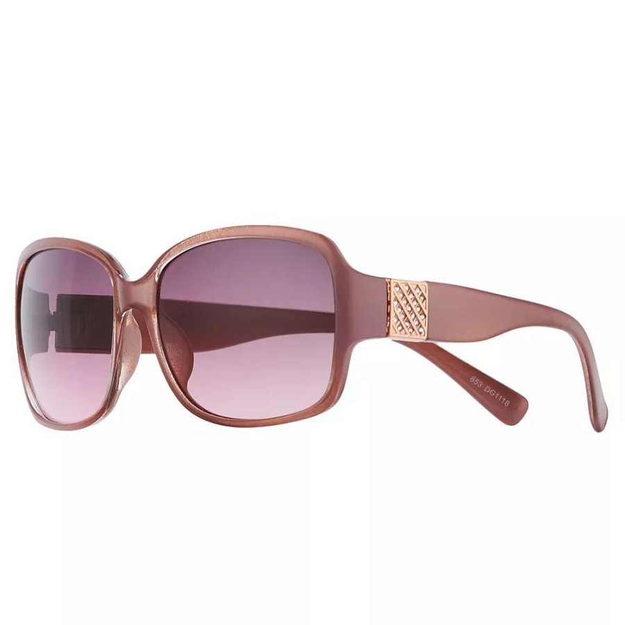 Accessories * | Women'S Nine West 59Mm Square Rose Sunglasses With Rose Gold Tone Temple Detail