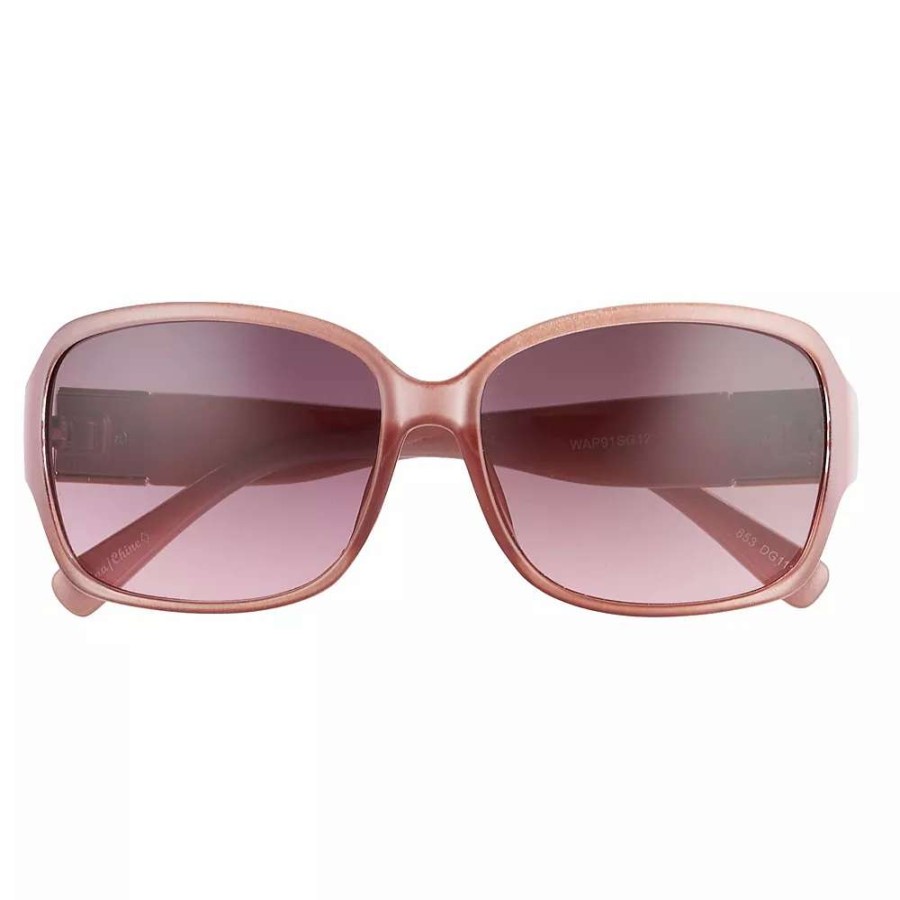 Accessories * | Women'S Nine West 59Mm Square Rose Sunglasses With Rose Gold Tone Temple Detail