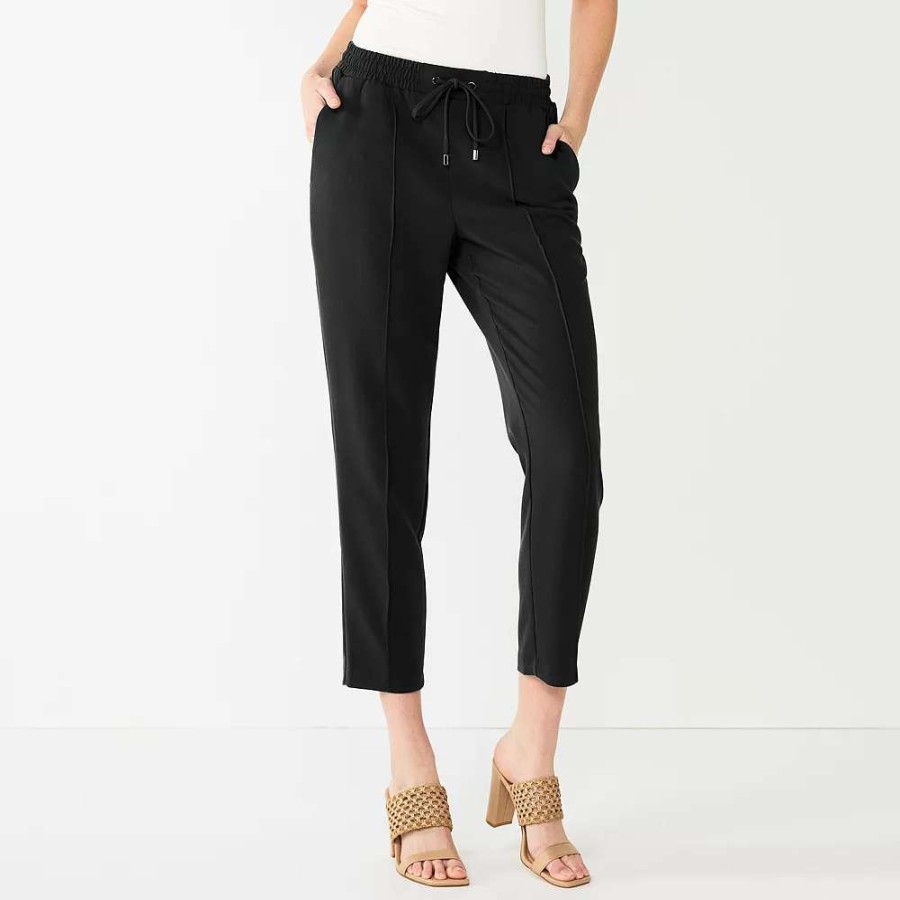 Clothing * | Petite Nine West Twill Pintuck Jogger Pants