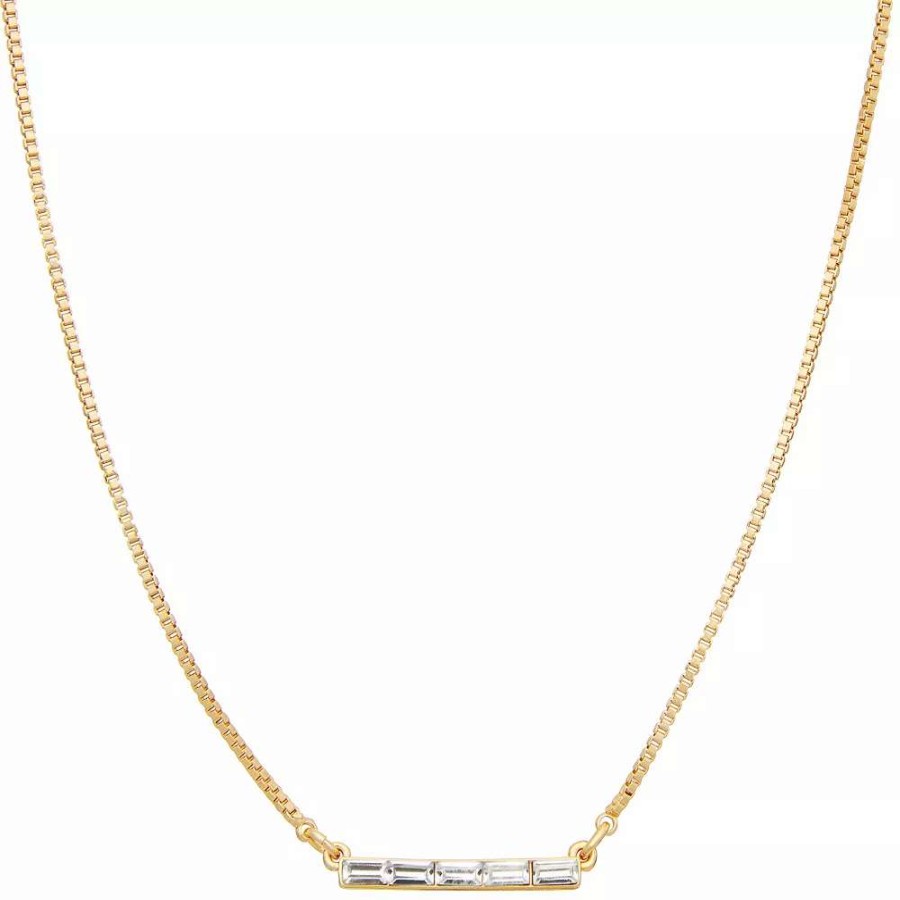 Jewelry * | Nine West Gold Tone Crystal Bar Necklace