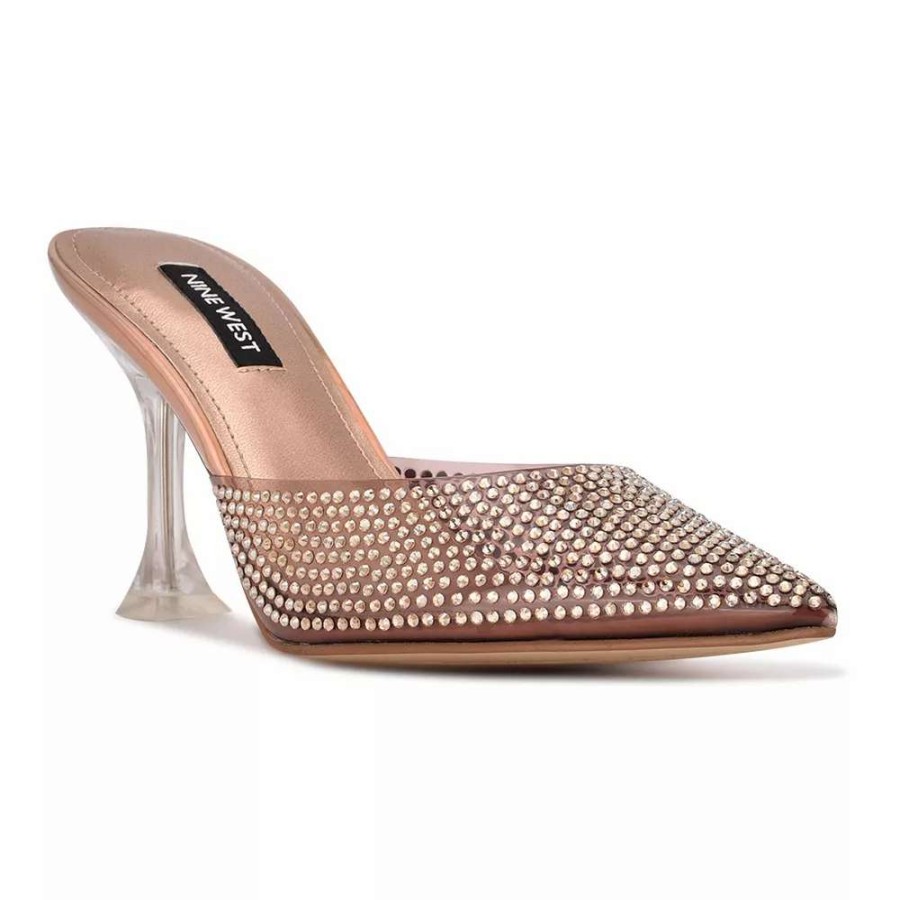 Shoes * | Nine West Hott Women'S Heeled Rhinestone Mules