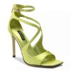 Shoes * | Nine West Tulah Women'S Ankle Strap High Heel Dress Sandals Lime Satin