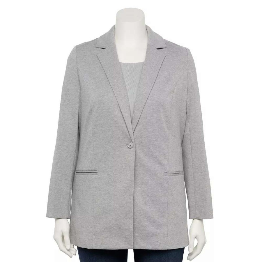 Clothing * | Plus Size Nine West Relaxed Knit Blazer