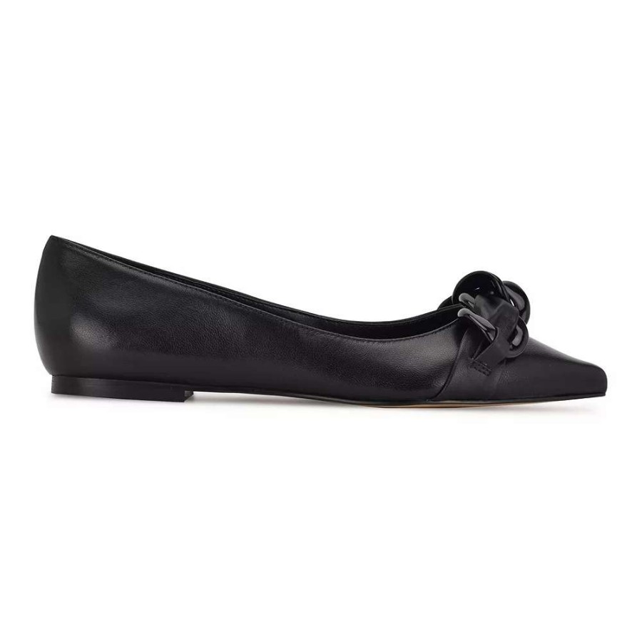 Shoes * | Nine West Buy Me Women'S Leather Flats Black Leather