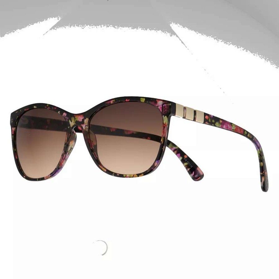 Accessories * | Women'S Nine West 56Mm Floral Cat Eye Metal Temple Sunglasses