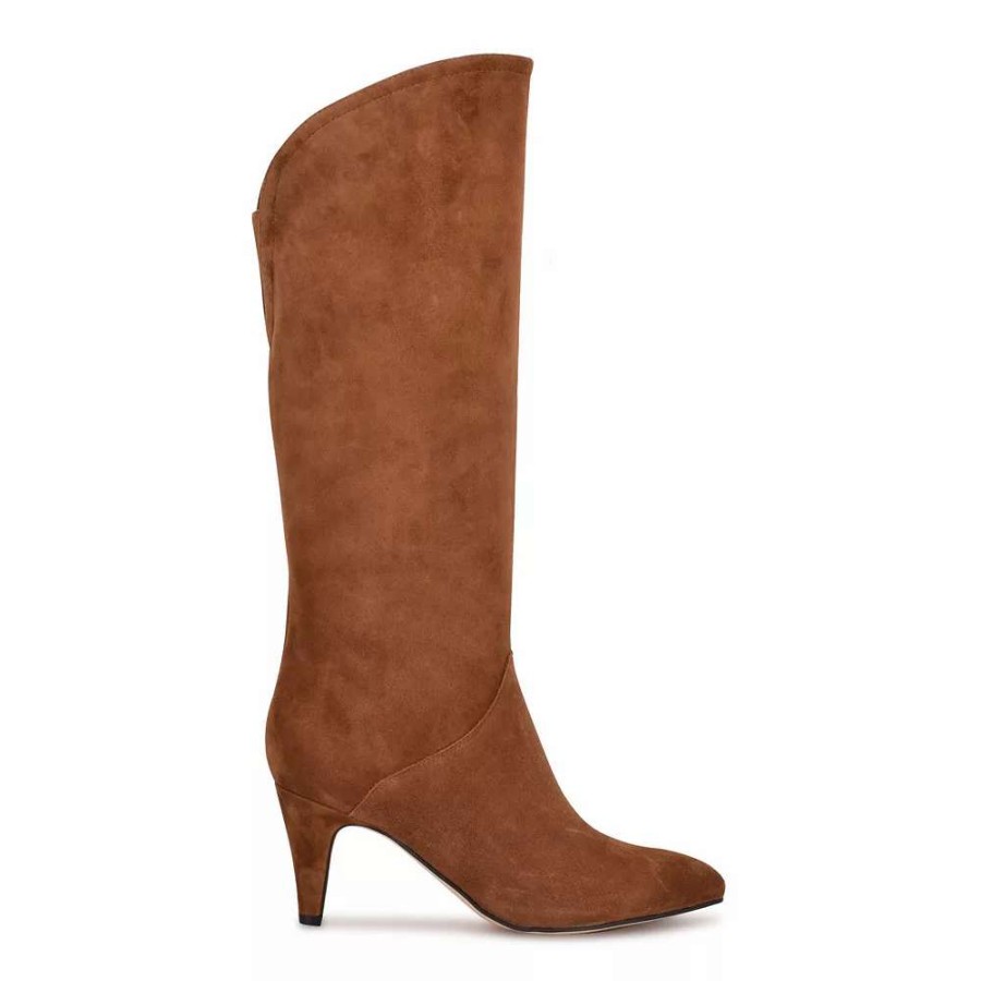 Shoes * | Nine West Buyah Women'S Suede Knee-High Boots Cognac Suede