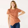 Clothing * | Women'S Nine West Asymmetric Short Sleeve Crewneck Top