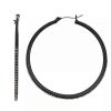 Jewelry * | Nine West Black Tone & Simulated Crystal Hoop Earrings