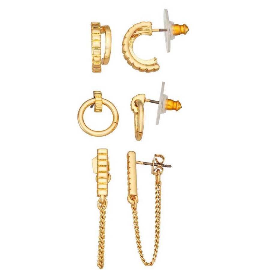 Jewelry * | Nine West Gold Tone Earrings 3-Pack Set