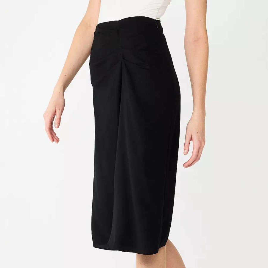 Clothing * | Women'S Nine West Side Ruched Midi Skirt