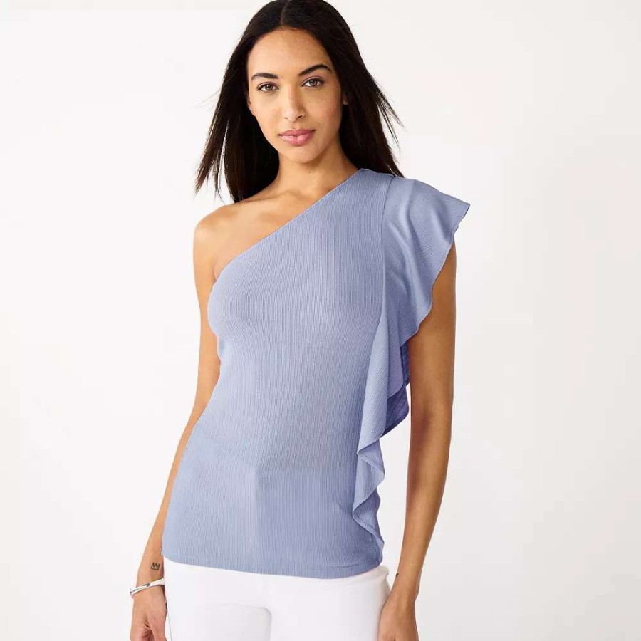 Clothing * | Women'S Nine West One-Shoulder Flutter Sleeve Top