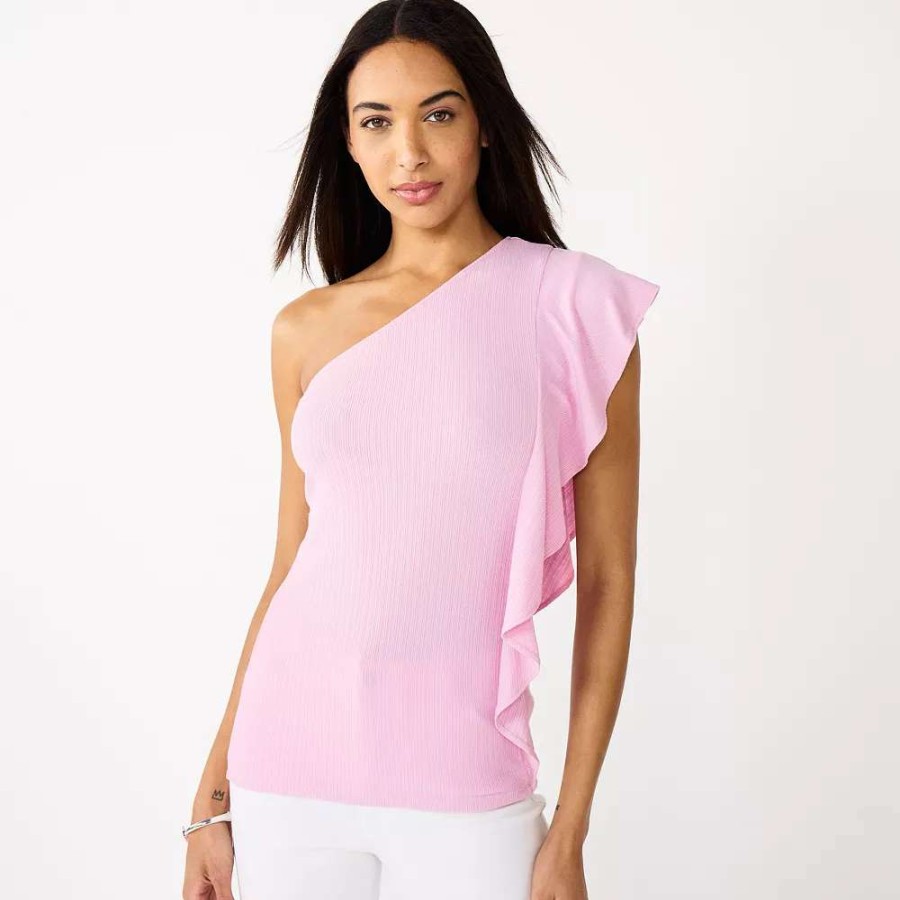 Clothing * | Women'S Nine West One-Shoulder Flutter Sleeve Top