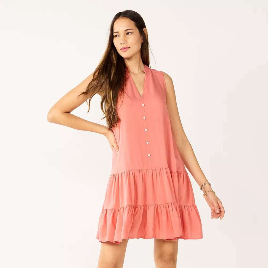 Clothing * | Petite Nine West Button-Front Tiered Drop-Waist Dress