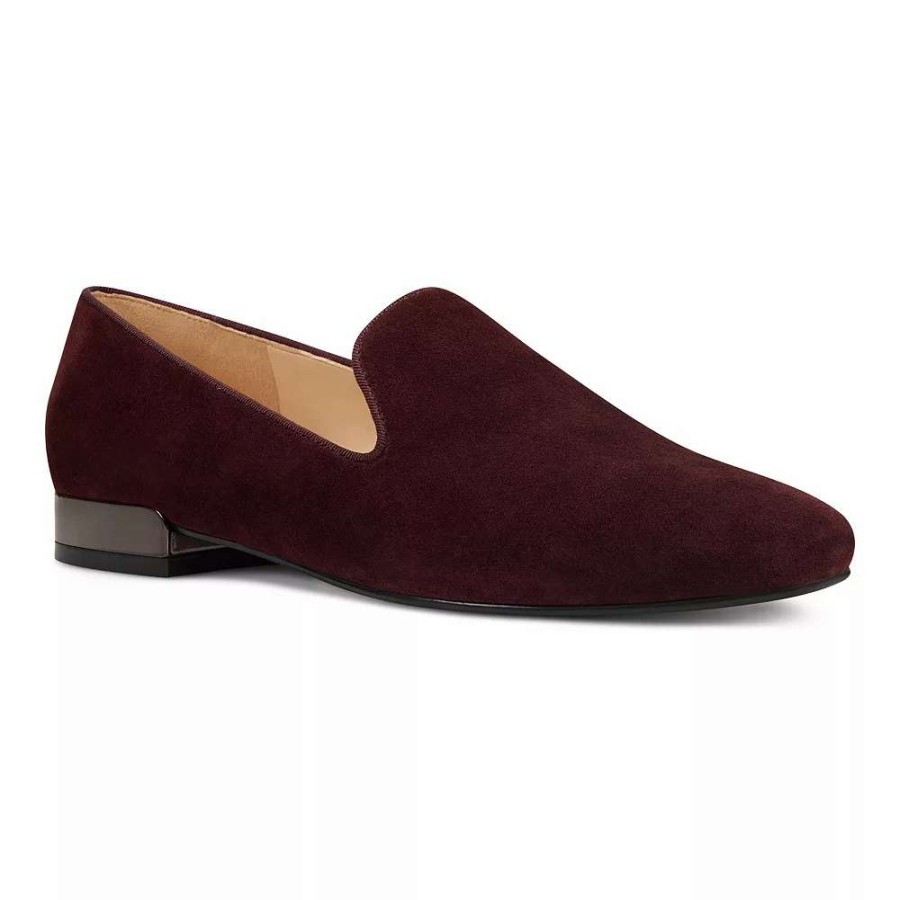 Shoes * | Nine West Lisette Women'S Leather Square Toe Moc Shoes Wine Suede