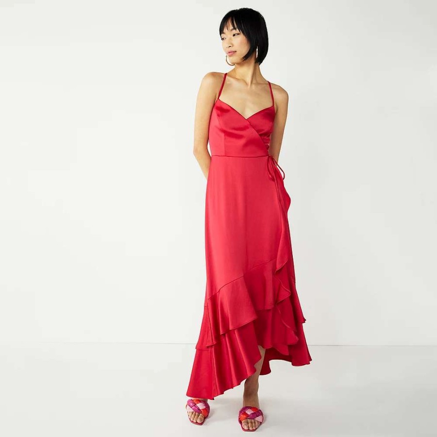 Clothing * | Women'S Nine West Strappy Wrap Ruffle Dress