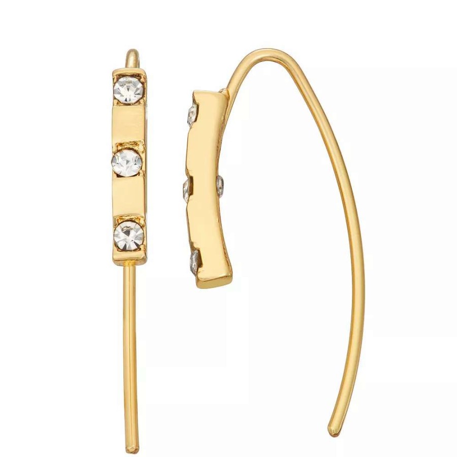 Jewelry * | Nine West Gold Tone Stick Threader Earrings