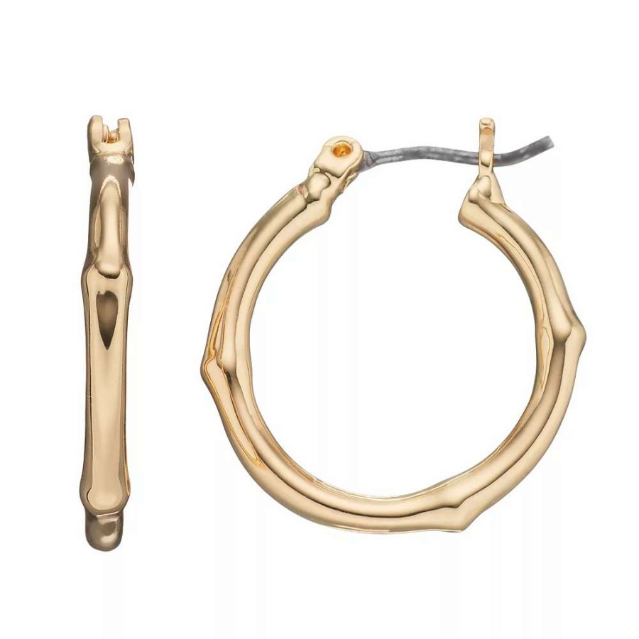 Jewelry * | Nine West Bamboo Hoop Earrings Gold Tone