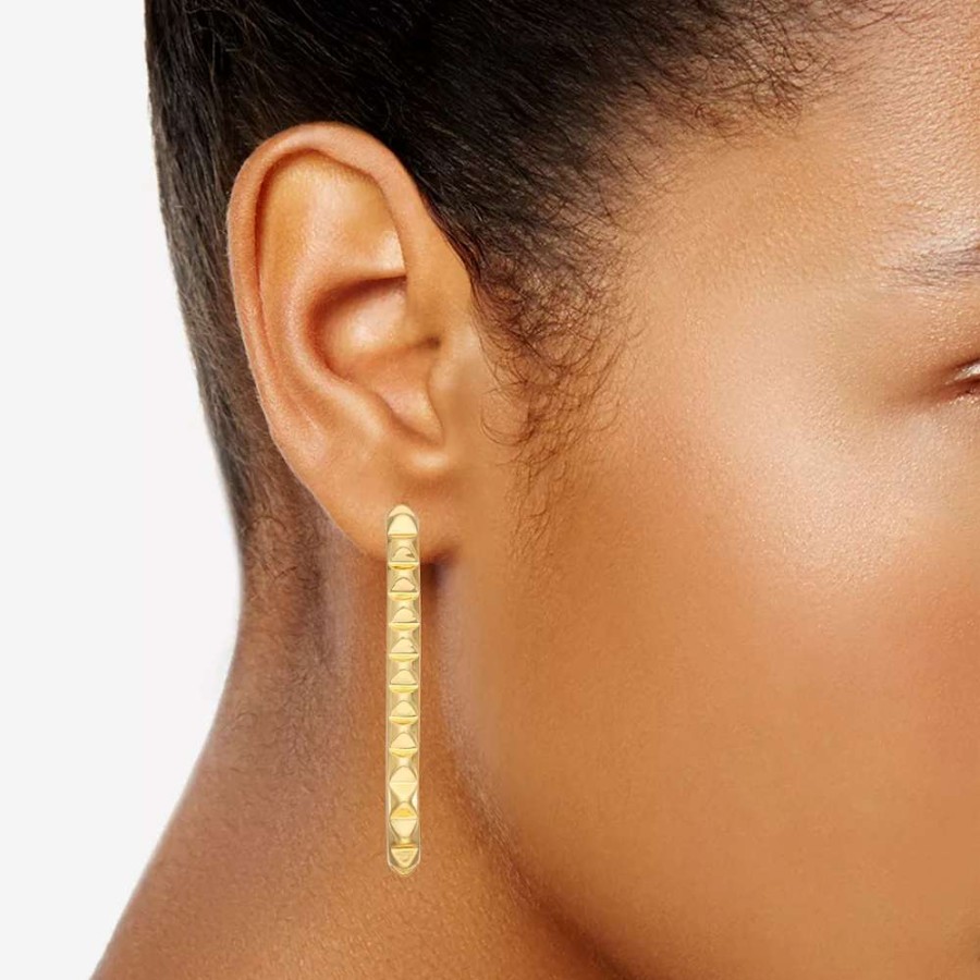 Jewelry * | Nine West Gold Tone Elongated Geometric Hoop Earrings