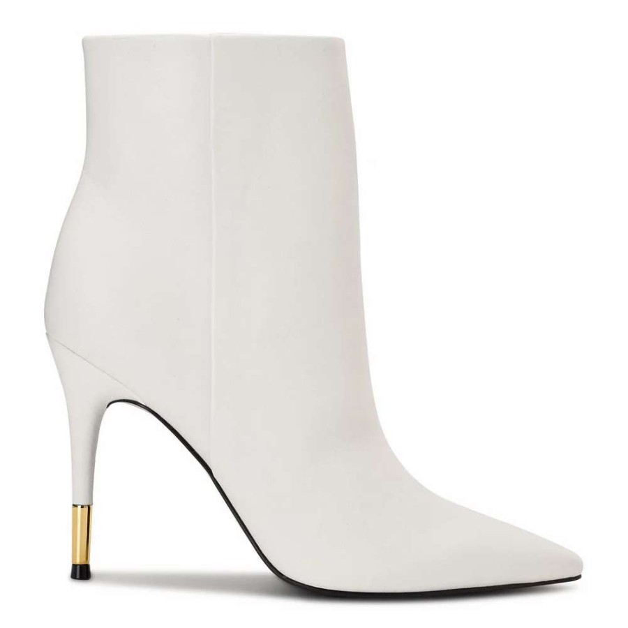 Shoes * | Nine West Bolana Women'S Leather Ankle Boots White Leather